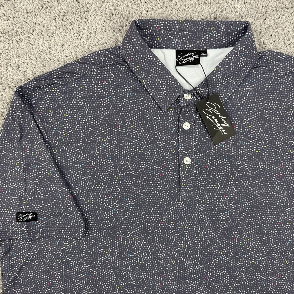 Sunday Swagger Polo Men's 2XL Dusk Signature Polkadot AOP Performance Stretch